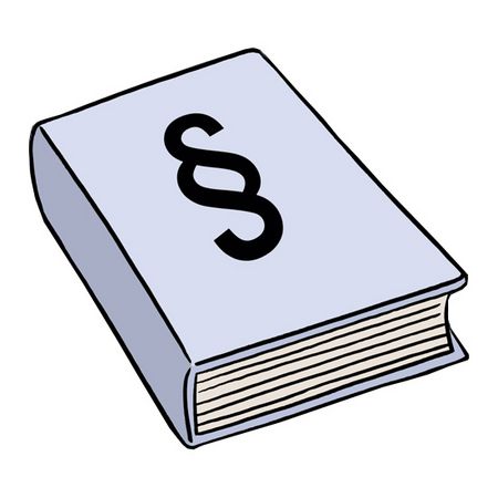 Zeichnung eines dicken Buchs mit einem Paragraph-Symbol auf dem Deckel