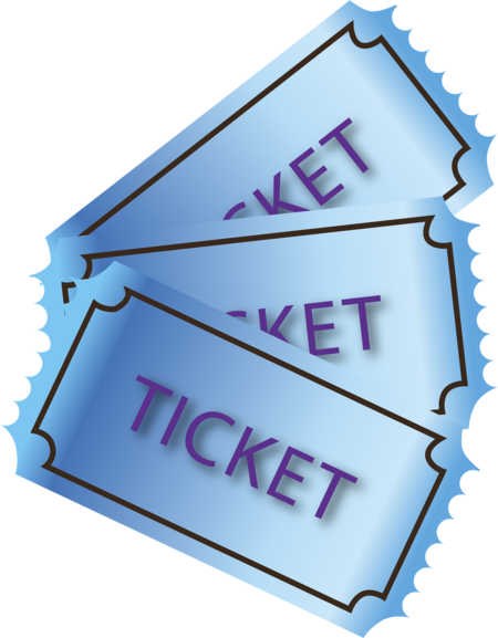 grafische Darstelliung von blauen Tickets (3) mit dem Aufdruck "Ticket"
